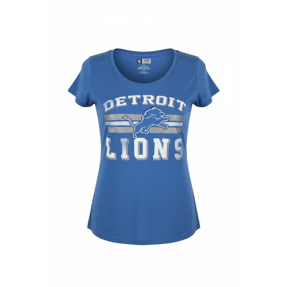 Detroit Lions NFL Team Apparel Womens Blue Graphic T Shirt Size L G